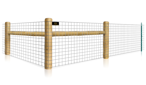 Wire Mesh T-post fence with H-brace for farms in the St. Louis MO area.